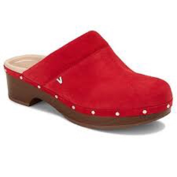 Vionic Shoes - Vionic Kacie Women's Red Suede Mule Clog Slip On Sz 8M